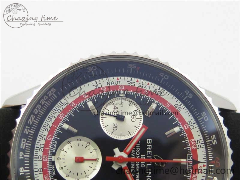Colorful Navitimer B01 Chronograph 43 TWA Edition SS AIF 1:1 Black Dial on Black Leather Strap A 5597