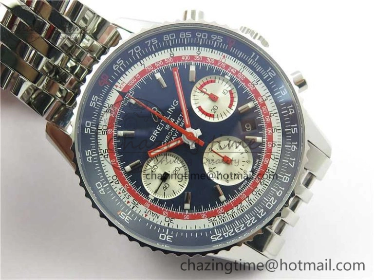 EasyCare Navitimer B01 Chronograph 43 TWA Edition SS AIF Blue Dial on Bracelet A 5596