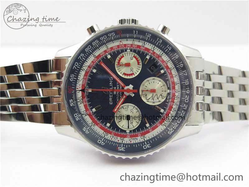 EasyCare Navitimer B01 Chronograph 43 TWA Edition SS AIF Blue Dial on Bracelet A 5596