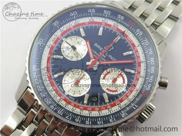 EasyCare Navitimer B01 Chronograph 43 TWA Edition SS AIF Blue Dial on Bracelet A 5596