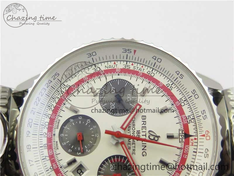 Upgraded Navitimer B01 Chronograph 43 TWA Edition SS AIF White Dial on Air Racer Bracelet A 5595