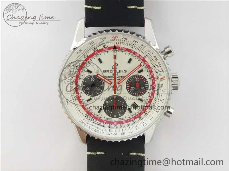 Upgraded Navitimer B01 Chronograph 43 TWA Edition SS AIF White Dial on Air Racer Bracelet A 5595