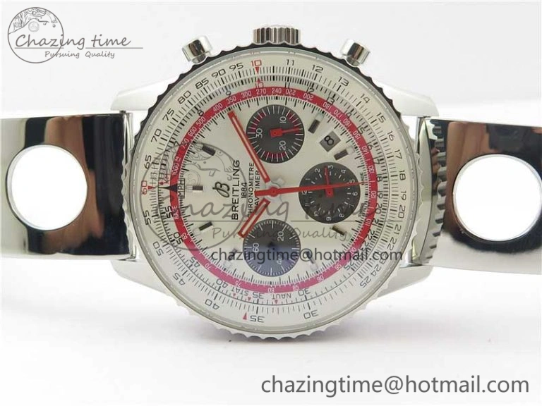 Upgraded Navitimer B01 Chronograph 43 TWA Edition SS AIF White Dial on Air Racer Bracelet A 5595