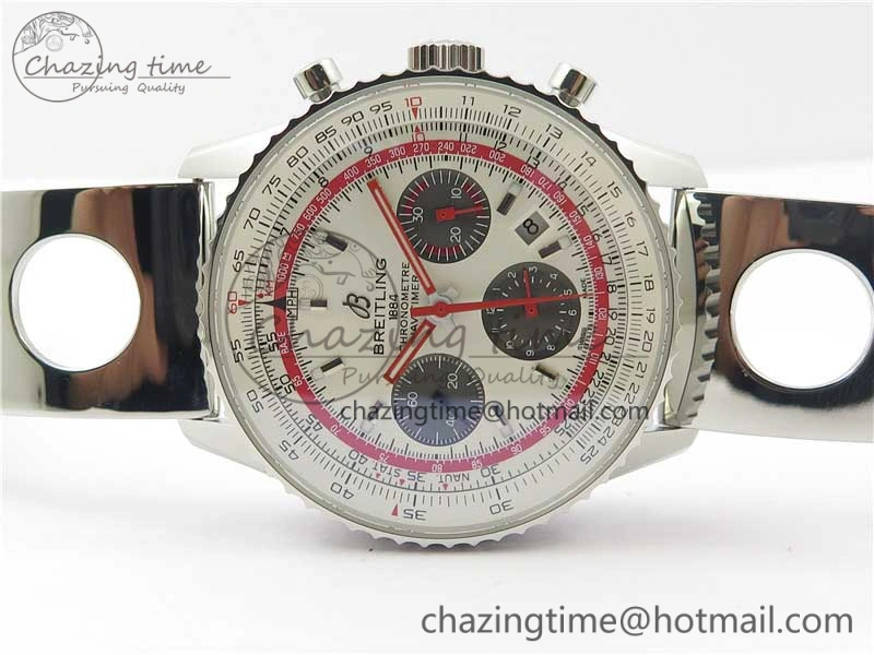 Upgraded Navitimer B01 Chronograph 43 TWA Edition SS AIF White Dial on Air Racer Bracelet A 5595