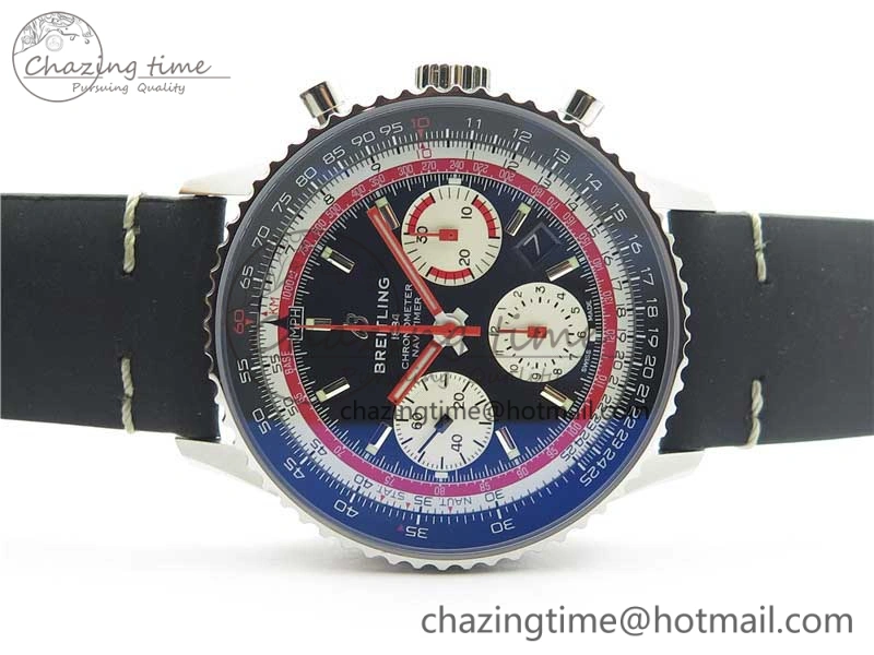 Navitimer B01 Chronograph 43 TWA Edition SS V9F 1:1 Black Dial on Black Leather Strap A Colorful 5598