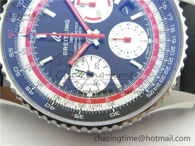 Navitimer B01 Chronograph 43 TWA Edition SS V9F 1:1 Black Dial on Black Leather Strap A Colorful 5598