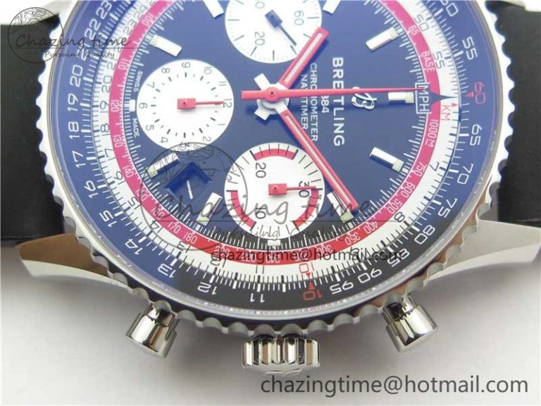 Navitimer B01 Chronograph 43 TWA Edition SS V9F 1:1 Black Dial on Black Leather Strap A Colorful 5598