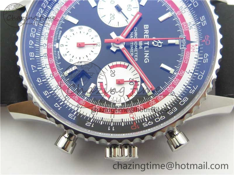 Navitimer B01 Chronograph 43 TWA Edition SS V9F 1:1 Black Dial on Black Leather Strap A Colorful 5598