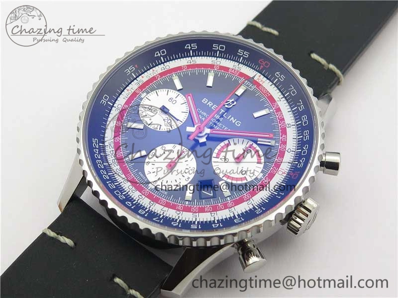 Navitimer B01 Chronograph 43 TWA Edition SS V9F 1:1 Black Dial on Black Leather Strap A Colorful 5598