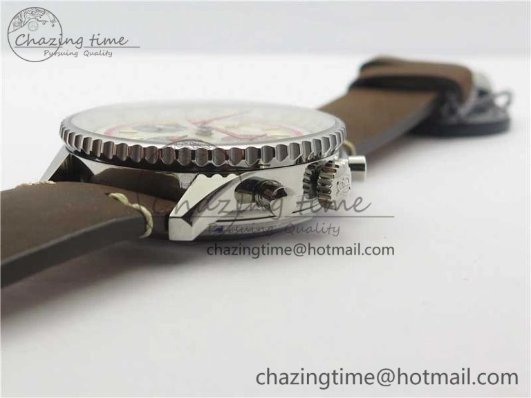 Durable Navitimer B01 Chronograph 43 TWA Edition SS V9F 1:1 Blue Dial on Brown Leather Strap A 5603