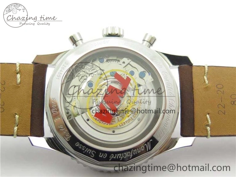 Navitimer B01 Chronograph 43 TWA Edition SS V9F 1:1 White Dial on Brown Leather Strap A OnTrend 5602
