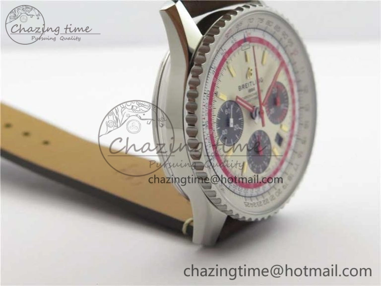 Navitimer B01 Chronograph 43 TWA Edition SS V9F 1:1 White Dial on Brown Leather Strap A OnTrend 5602