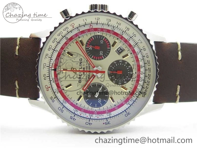 Navitimer B01 Chronograph 43 TWA Edition SS V9F 1:1 White Dial on Brown Leather Strap A OnTrend 5602