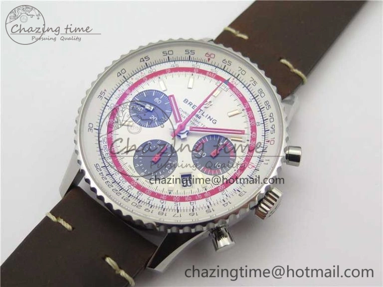 Navitimer B01 Chronograph 43 TWA Edition SS V9F 1:1 White Dial on Brown Leather Strap A OnTrend 5602