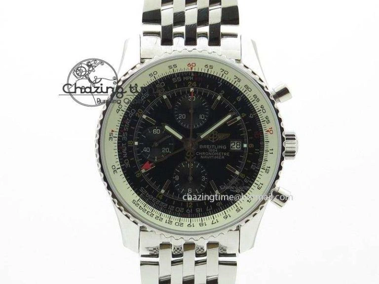 Navitimer GMT SS Black Dial On SS Bracelet BP Maker 1:1 Best Edition A FashionForward 5807