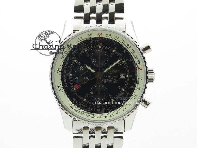 Navitimer GMT SS Black Dial On SS Bracelet BP Maker 1:1 Best Edition A FashionForward 5807