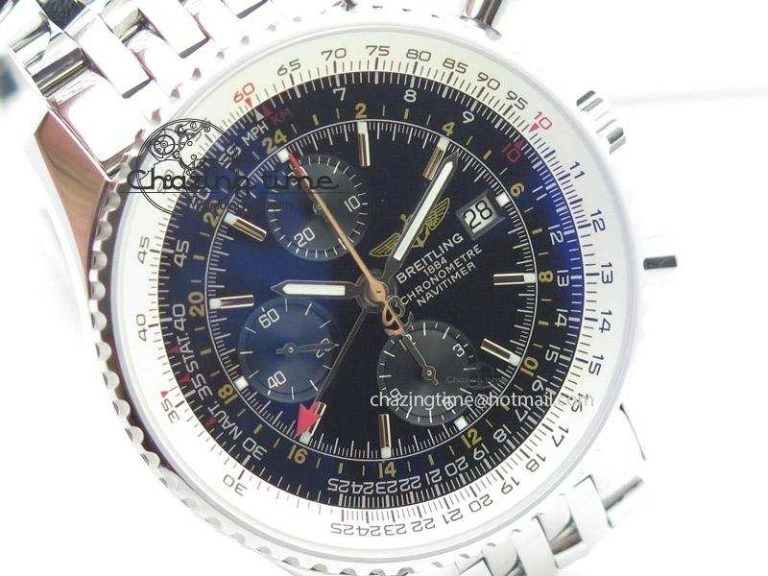 Navitimer GMT SS Black Dial On SS Bracelet BP Maker 1:1 Best Edition A FashionForward 5807
