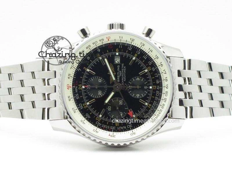 Navitimer GMT SS Black Dial On SS Bracelet BP Maker 1:1 Best Edition A FashionForward 5807