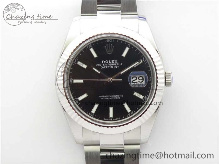 OdorResistant New DateJust 41 126334 ARF 1:1 Best Edition 904L Steel Black Dial on Oyster Bracelet A2824 V 3008