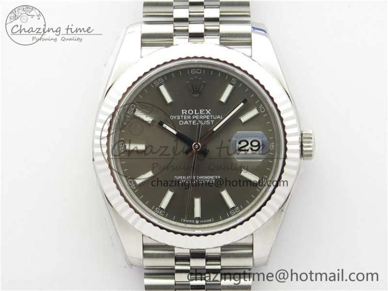 Original New DateJust 41 126334 ARF 1:1 Best Edition 904L Steel Gray Dial on Jubilee Bracelet A2824 V 3119