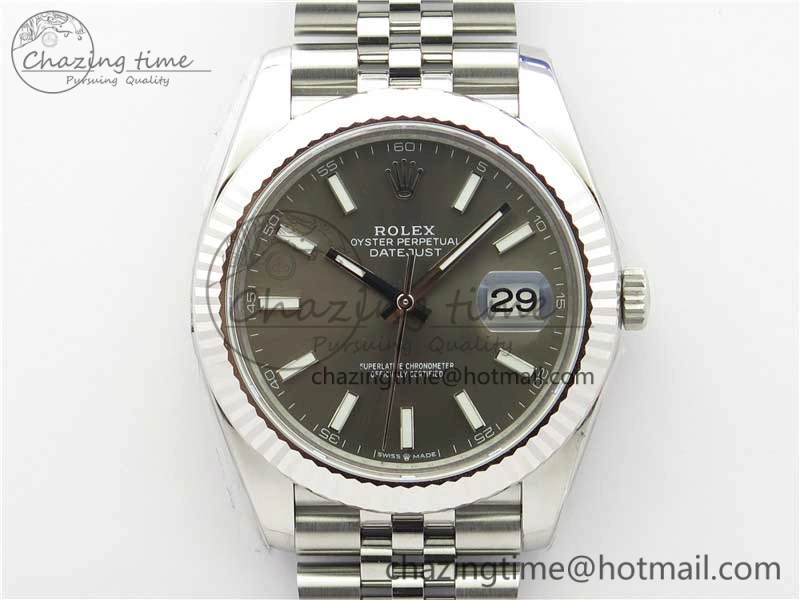 Original New DateJust 41 126334 ARF 1:1 Best Edition 904L Steel Gray Dial on Jubilee Bracelet A2824 V 3119