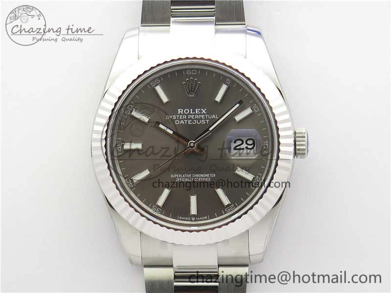 New DateJust 41 126334 ARF 1:1 Best Edition 904L Steel Gray Dial on Oyster Bracelet A2824 V WellDesigned 3007