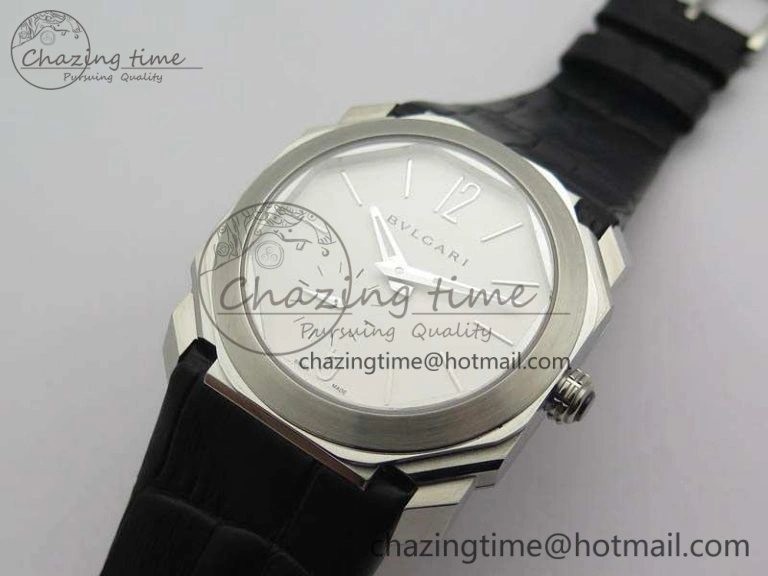 Casual OCTO 12028 SS JL Best Edition White Dial On Black Leather Strap A 5834