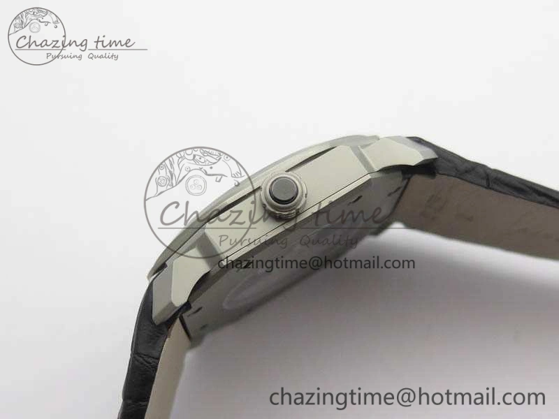 Casual OCTO 12028 Satin Polished SS JL Best Edition Gray Dial On Black Leather Strap 5830