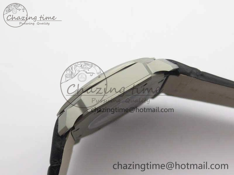 Casual OCTO 12028 Satin Polished SS JL Best Edition Gray Dial On Black Leather Strap 5830