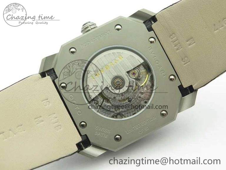 Casual OCTO 12028 Satin Polished SS JL Best Edition Gray Dial On Black Leather Strap 5830