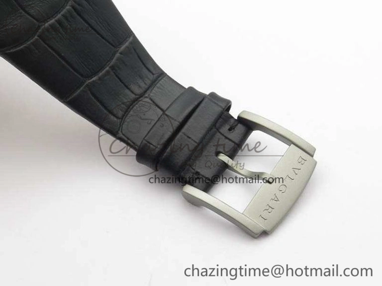 Casual OCTO 12028 Satin Polished SS JL Best Edition Gray Dial On Black Leather Strap 5830