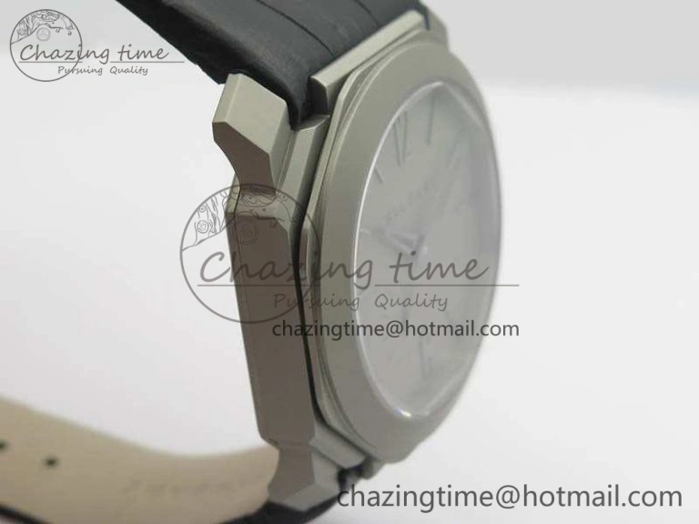 Casual OCTO 12028 Satin Polished SS JL Best Edition Gray Dial On Black Leather Strap 5830