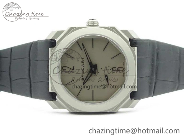 Casual OCTO 12028 Satin Polished SS JL Best Edition Gray Dial On Black Leather Strap 5830