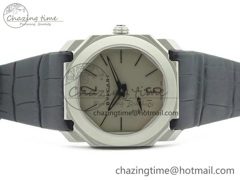 Casual OCTO 12028 Satin Polished SS JL Best Edition Gray Dial On Black Leather Strap 5830