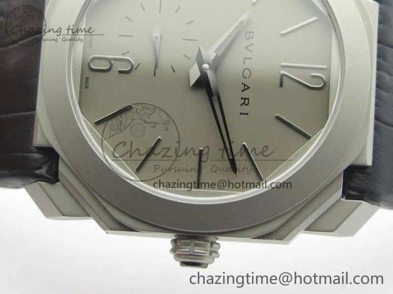 Casual OCTO 12028 Satin Polished SS JL Best Edition Gray Dial On Black Leather Strap 5830