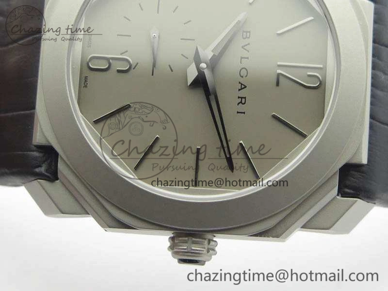 Casual OCTO 12028 Satin Polished SS JL Best Edition Gray Dial On Black Leather Strap 5830