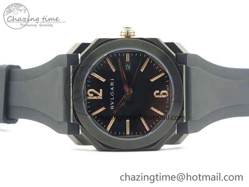 OCTO DLC JL 1:1 Best Edition Black Dial RG Markers On Rubber Strap BVL193 ( Free Leather Strap) Efficient 5824