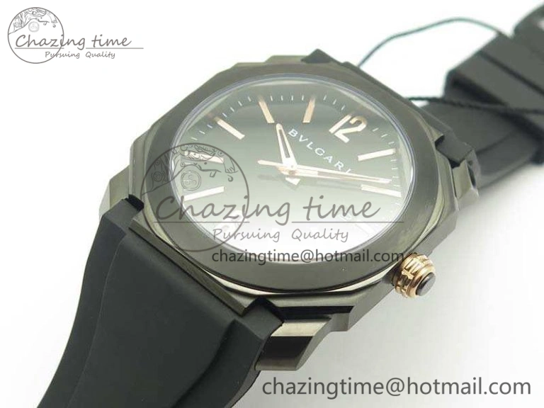 OCTO DLC JL 1:1 Best Edition Black Dial RG Markers On Rubber Strap BVL193 ( Free Leather Strap) Efficient 5824
