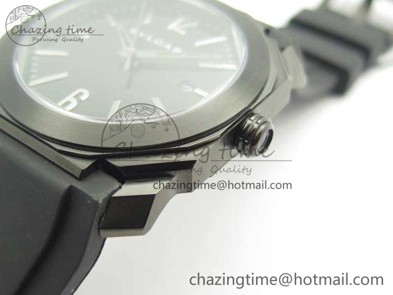 Premium OCTO DLC JL 1:1 Best Edition Black Dial Silver Markers On Rubber Strap BVL193 ( Free Leather Strap) 5823