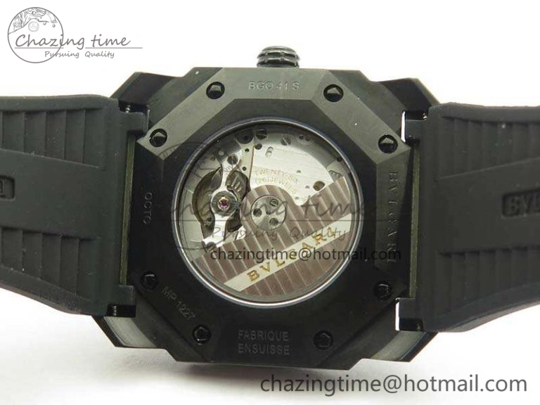 Premium OCTO DLC JL 1:1 Best Edition Black Dial Silver Markers On Rubber Strap BVL193 ( Free Leather Strap) 5823