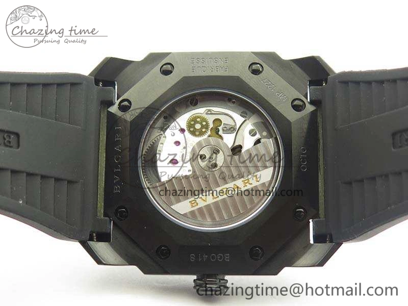 Premium OCTO DLC JL 1:1 Best Edition Black Dial Silver Markers On Rubber Strap BVL193 ( Free Leather Strap) 5823