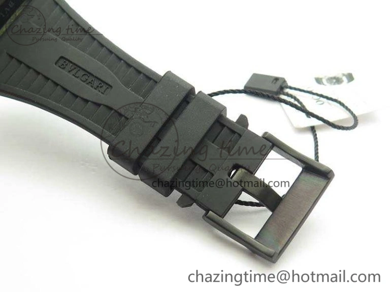 Premium OCTO DLC JL 1:1 Best Edition Black Dial Silver Markers On Rubber Strap BVL193 ( Free Leather Strap) 5823