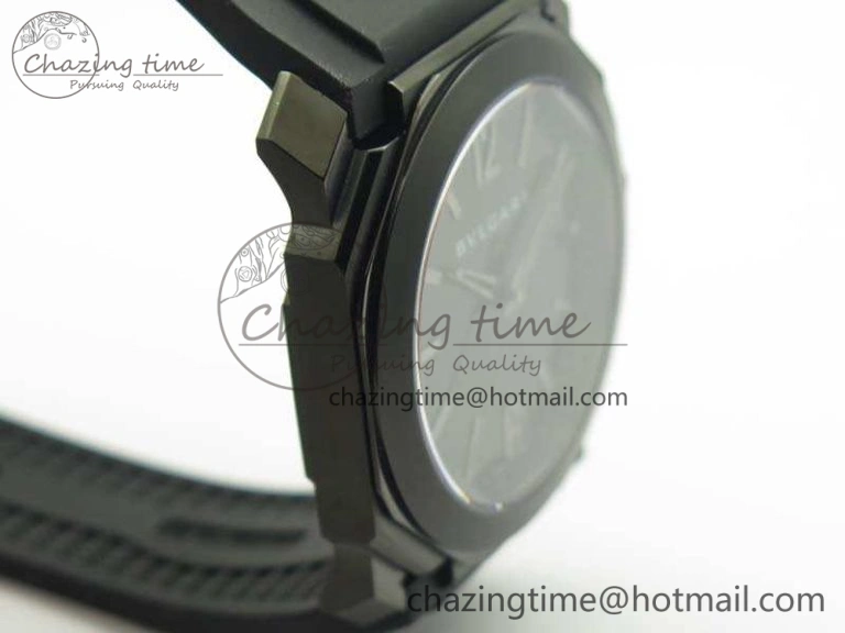 Premium OCTO DLC JL 1:1 Best Edition Black Dial Silver Markers On Rubber Strap BVL193 ( Free Leather Strap) 5823