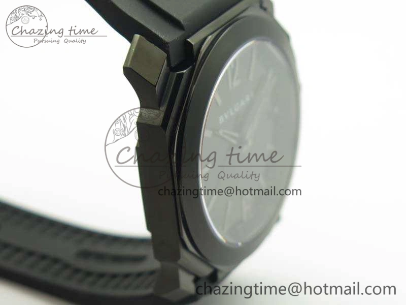 Premium OCTO DLC JL 1:1 Best Edition Black Dial Silver Markers On Rubber Strap BVL193 ( Free Leather Strap) 5823