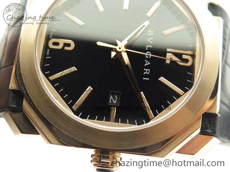 OCTO RG JL 1:1 Best Edition Black Dial On Leather Strap BVL193 ( Free Rubber Strap ) WaterResistant 5822