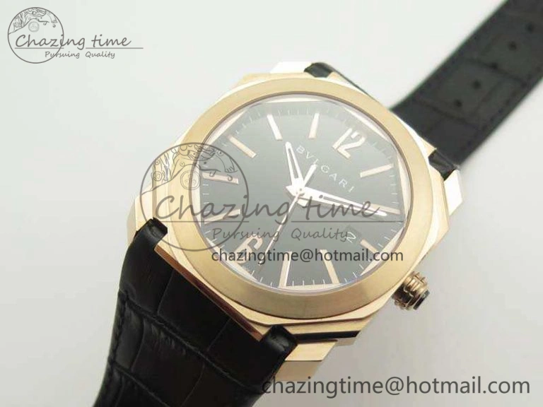 OCTO RG JL 1:1 Best Edition Black Dial On Leather Strap BVL193 ( Free Rubber Strap ) WaterResistant 5822
