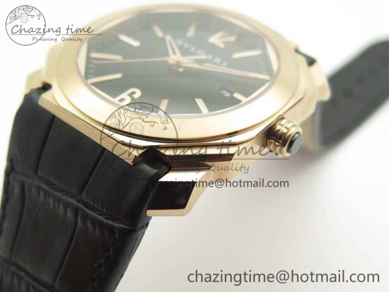 OCTO RG JL 1:1 Best Edition Black Dial On Leather Strap BVL193 ( Free Rubber Strap ) WaterResistant 5822