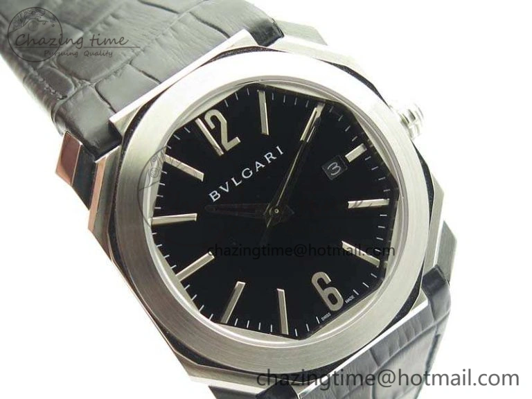 Premium OCTO SS JL 1:1 Best Edition Black Dial On Leather Strap BVL193 ( Free Rubber Strap) 5826