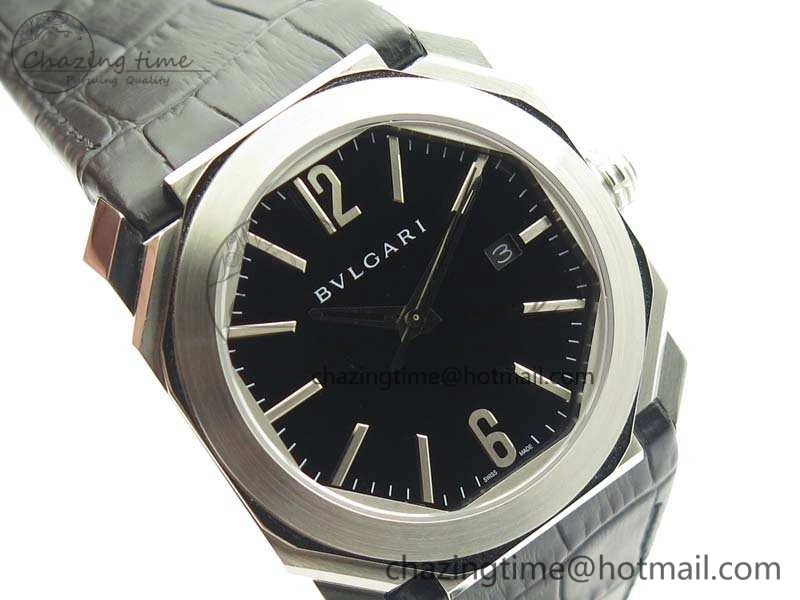 Premium OCTO SS JL 1:1 Best Edition Black Dial On Leather Strap BVL193 ( Free Rubber Strap) 5826