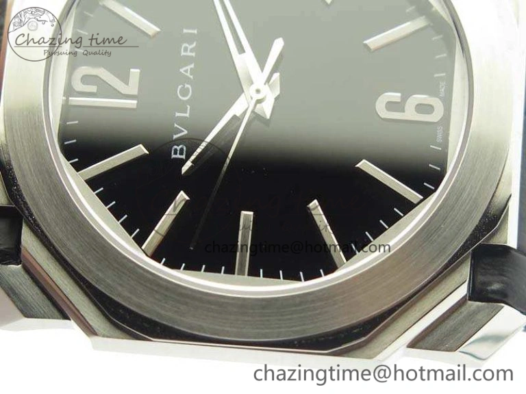 Premium OCTO SS JL 1:1 Best Edition Black Dial On Leather Strap BVL193 ( Free Rubber Strap) 5826